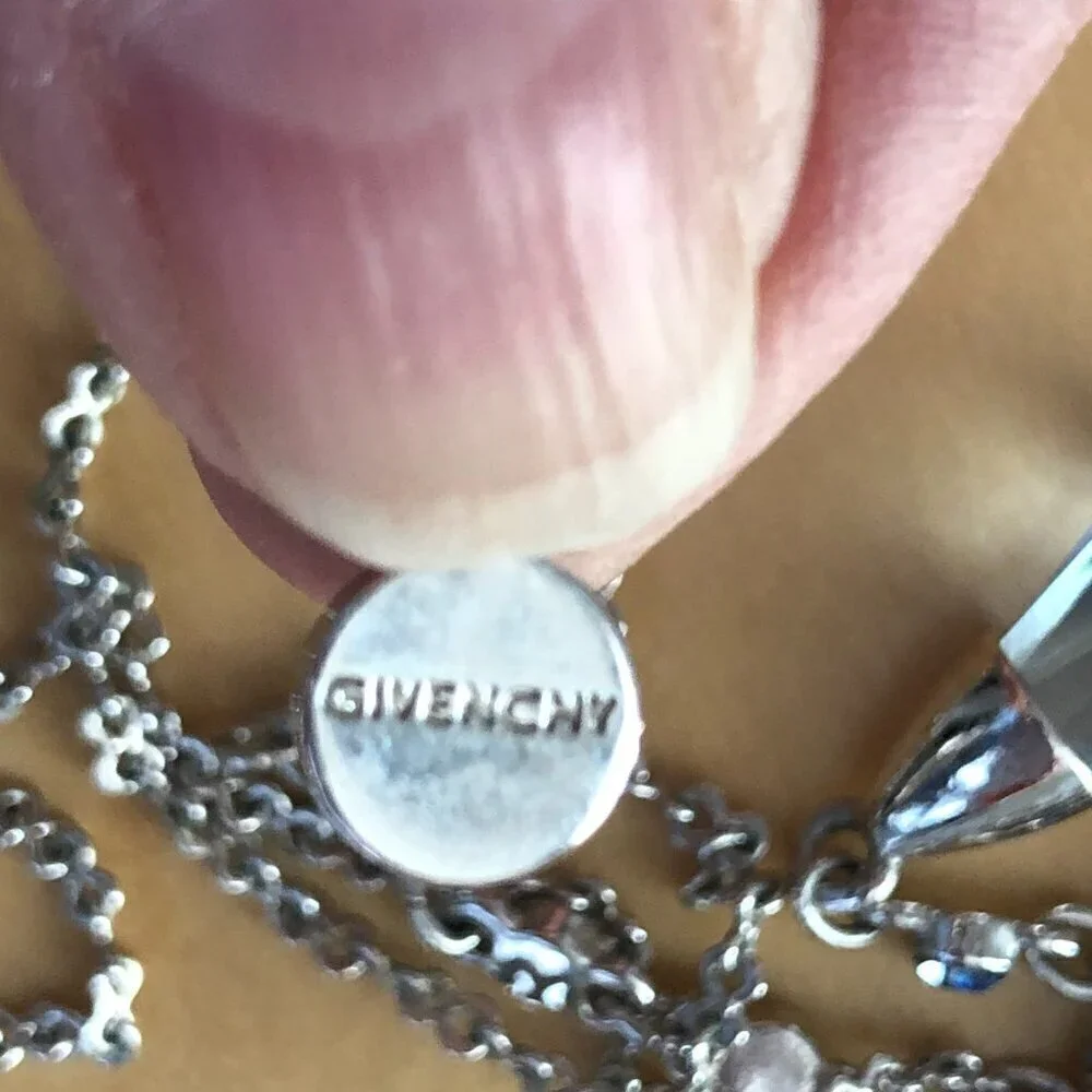 Vintage Givenchy Blue Crystal Drop Necklace
